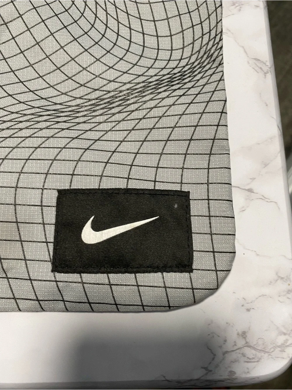 Nike Tech Crossbody Bag Gray Warped Grid Print Adjustable Sling Pouch NWOT